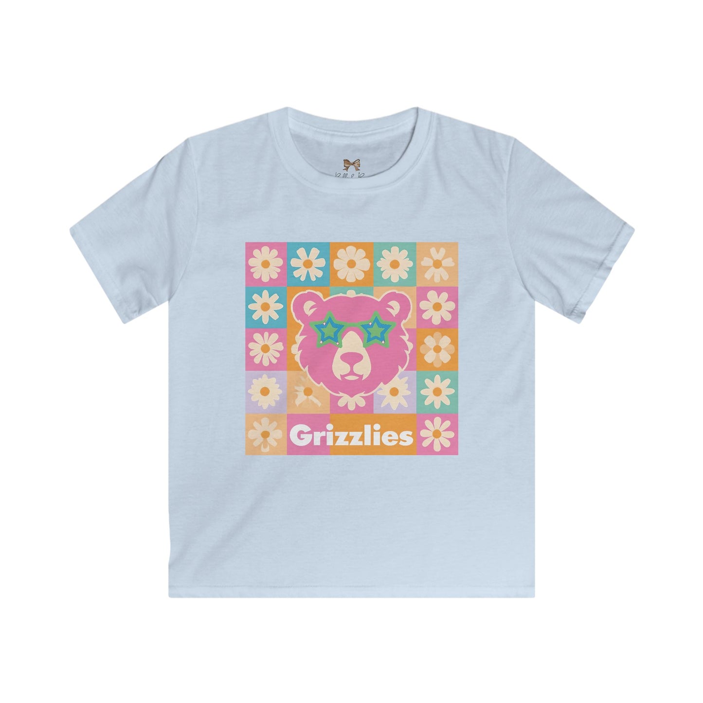 Grizzlies Kids Softstyle Tee - Fun Floral Bear Design