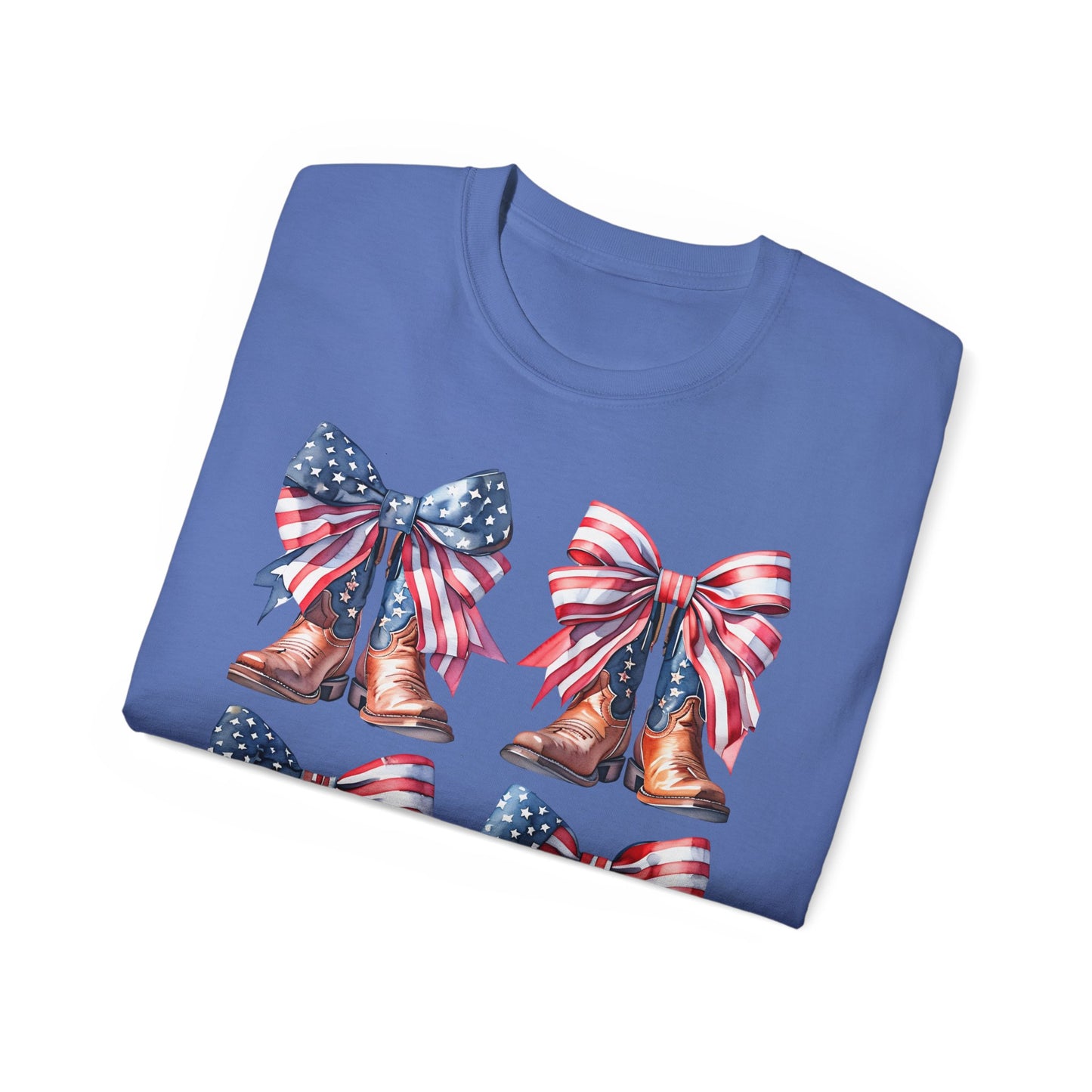 Patriotic Boots Tee, American Flag Shirt, Fourth of July T-Shirt, Cowboy Boots Apparel