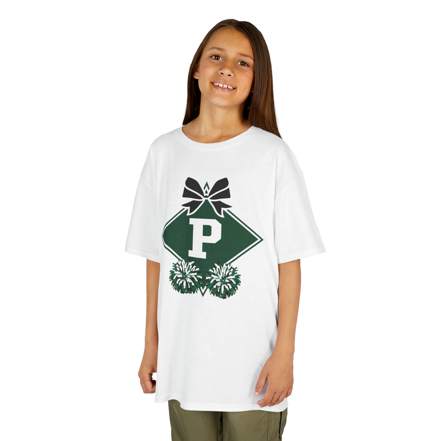 Kids Cheerleader Tee with Pom Poms - Perfect for Game Day Spirit