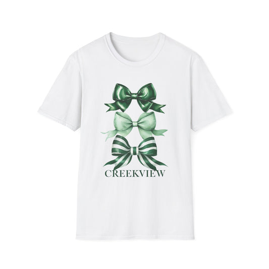Creekview Green Bow Unisex Softstyle T-Shirt - Perfect for Festive Occasions and Everyday Wear