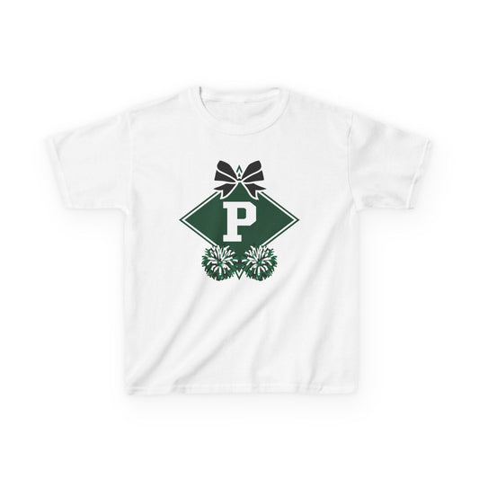 Kids Cheerleader Tee with Pom Poms - Perfect for Game Day Spirit