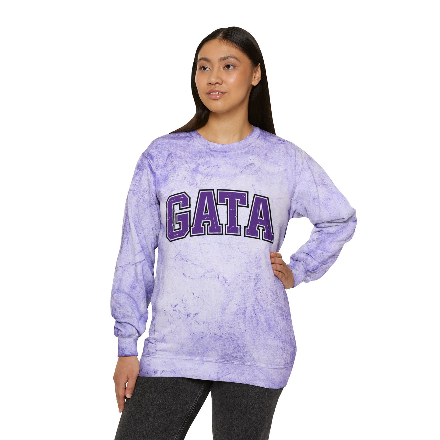 Unisex Color Blast Crewneck Sweatshirt - GATA Tie-Dye Style for Trendy Comfort