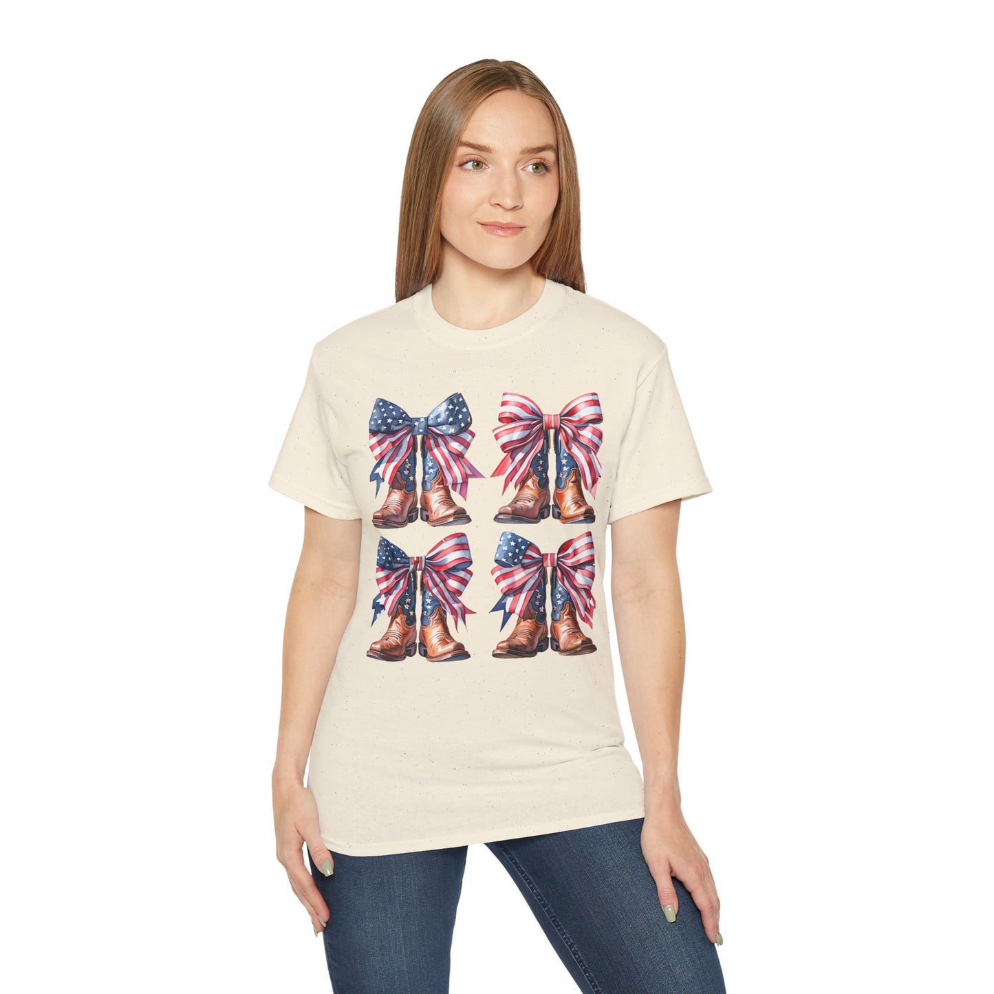 Patriotic Boots Tee, American Flag Shirt, Fourth of July T-Shirt, Cowboy Boots Apparel