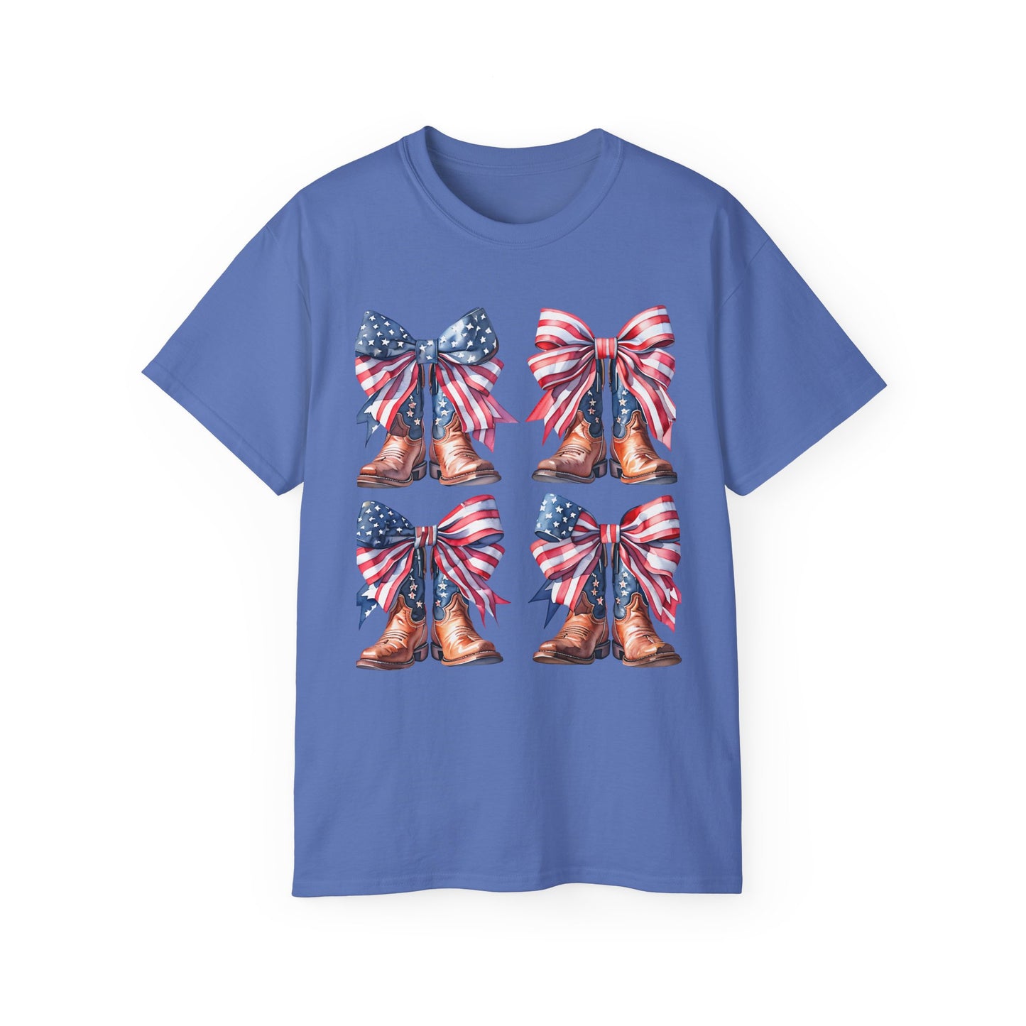 Patriotic Boots Tee, American Flag Shirt, Fourth of July T-Shirt, Cowboy Boots Apparel
