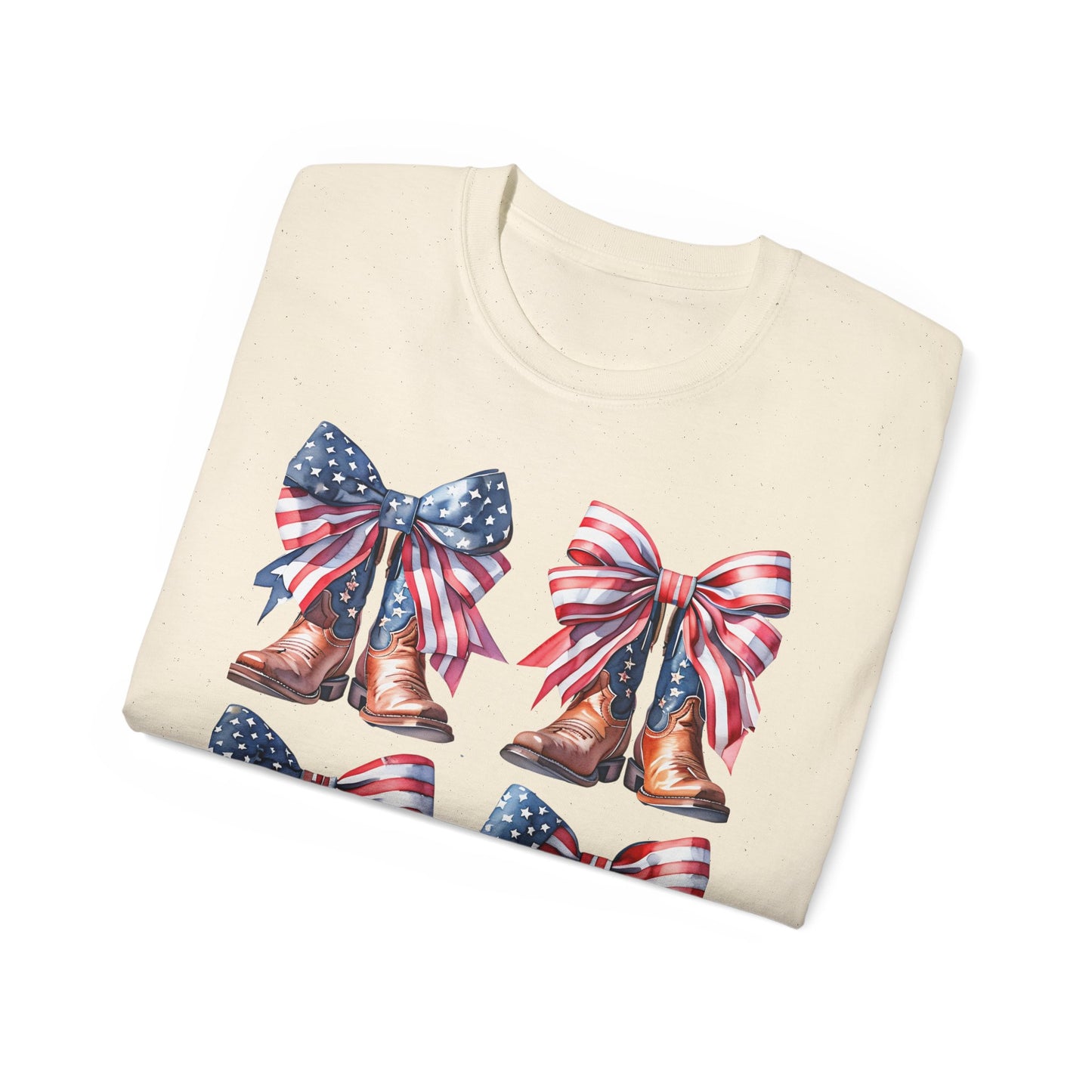 Patriotic Boots Tee, American Flag Shirt, Fourth of July T-Shirt, Cowboy Boots Apparel